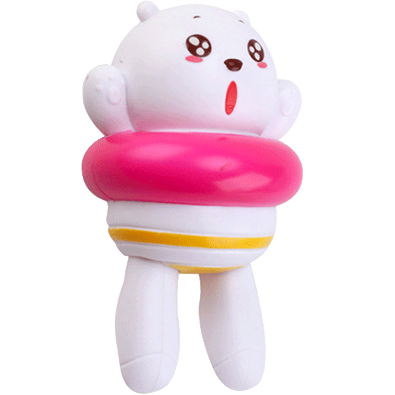 白色小熊上链发条玩具小动物洗澡链