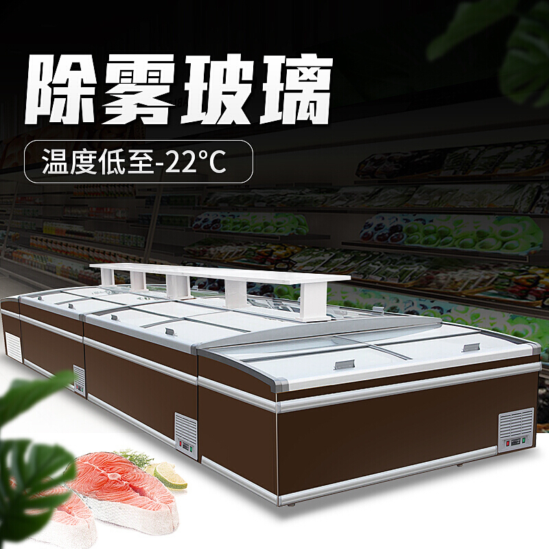 希冷(XILEN)超市组合岛柜 冷冻冷藏展示柜海鲜食品商用冰箱卧式冷柜 C款直柜(2500*850*830mm)