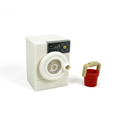 滚筒洗衣机+桶1个 兼容乐高小颗粒积木 MOC滚筒洗衣机 人仔配件DIY创意城市厨房家电