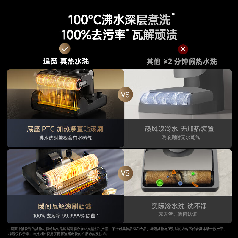 追觅H30 Ultra旋锋版平躺0缠毛双向助力家用热水洗地机高温速干吸拖洗烘一体扫地机吸尘器家电(TT)高清大图