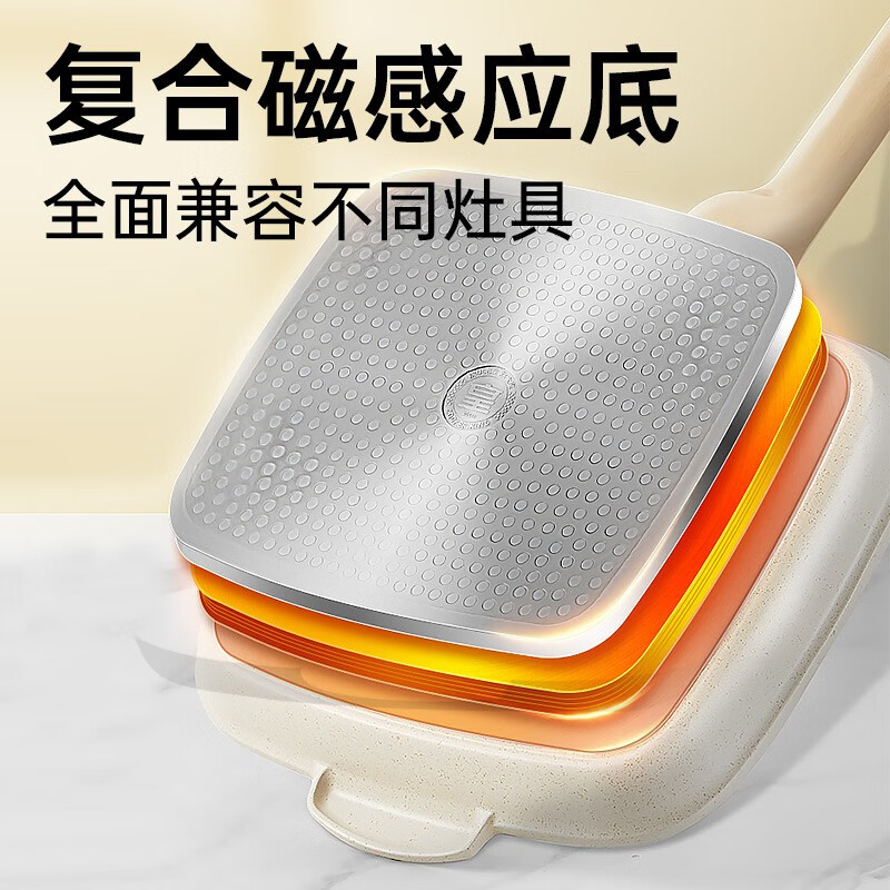 炊大皇(COOKER KING) 煎锅不粘锅煎蛋早餐神器平底锅早餐锅火电磁炉通用 [26cm网红大白系列]三位一体锅高清大图