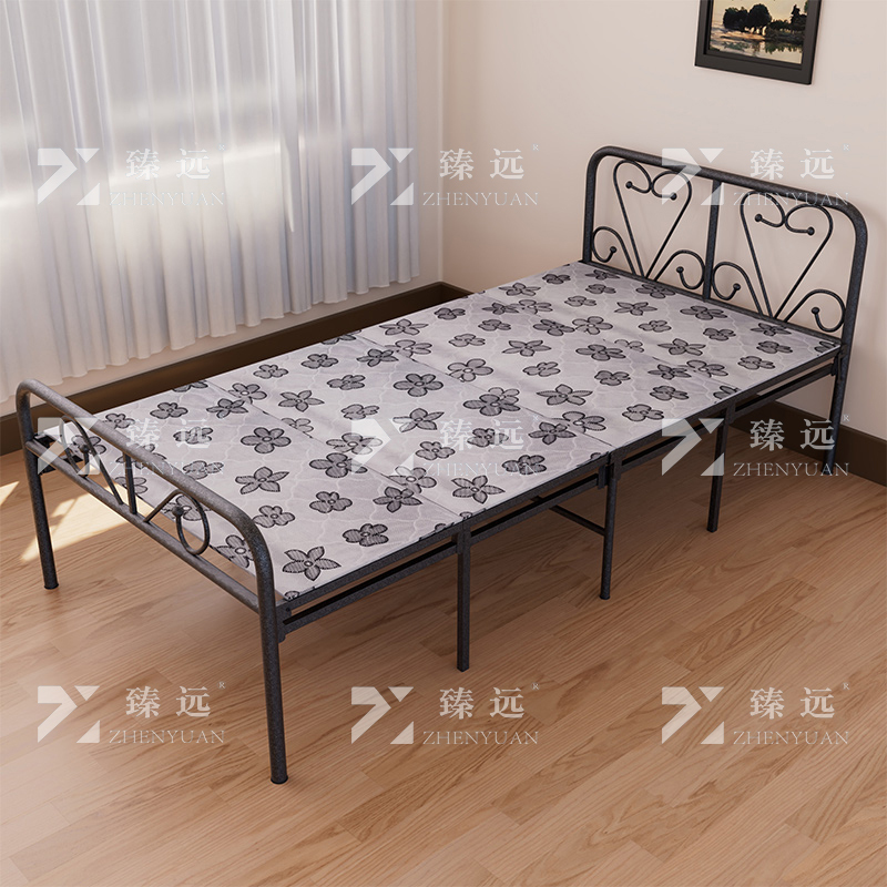 臻远 ZY4052509 钢木床简易折叠床单人床四折 1.2米银彩