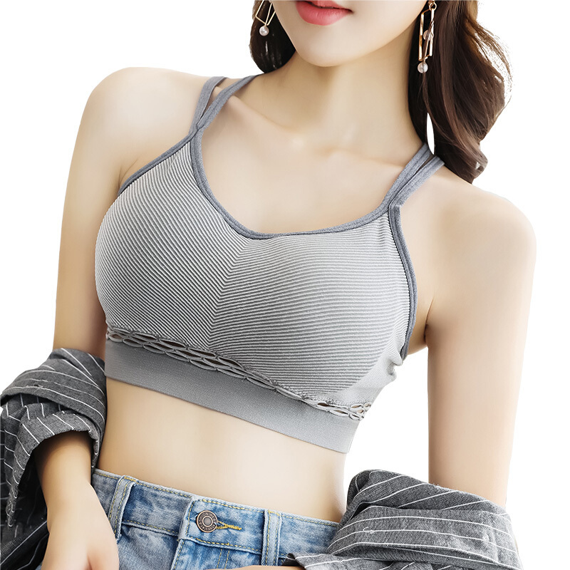 夏季蕾丝美背防走光少女抹胸聚拢内衣无钢圈性感裹胸短款带背心款式一