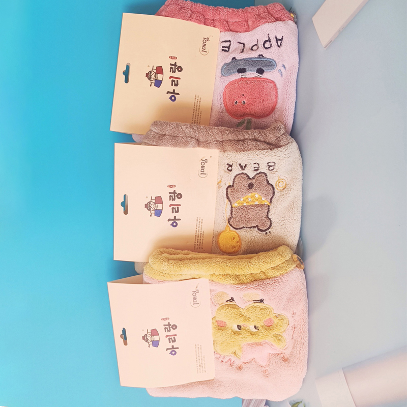 阿里郎 拼接少女干发帽 2条装(颜色随机发)高清大图