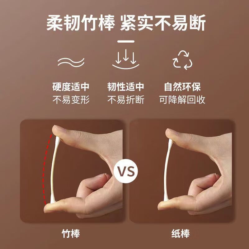 茶花(CHAHUA) 棉签掏耳朵(1000支)双头坚韧竹轴化妆棉棒高清大图
