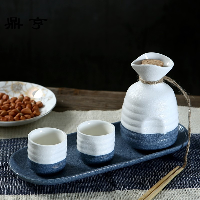 鼎亨日式陶瓷清酒具托盘黄酒温酒器炉烫酒壶1两白酒杯家用半斤分