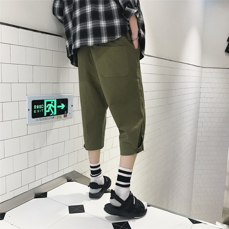 夏款男士休闲短裤子8八分韩版宽松哈伦裤运动9九分小脚7七分裤潮