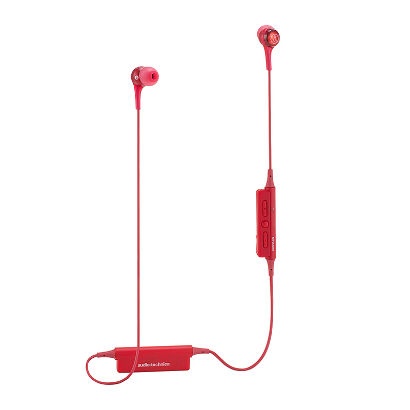 铁三角(Audio Technica)ATH-CK200BT无线蓝牙入耳式运动耳机挂颈式蓝牙通话耳机 红色