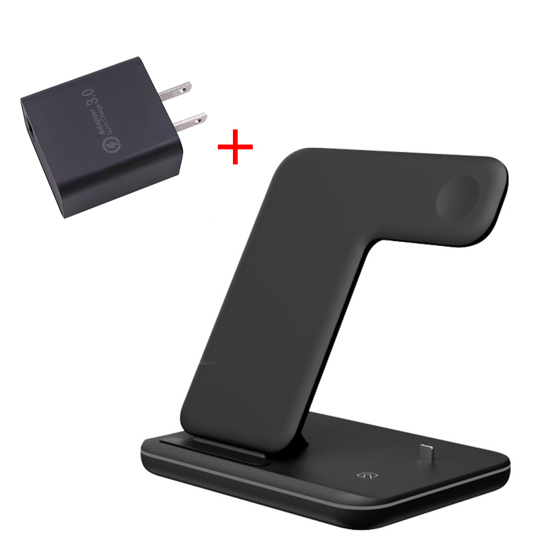 iphone11无线充电器苹果xsmax手机8pls专用三合一充电支架iwat酷炫黑