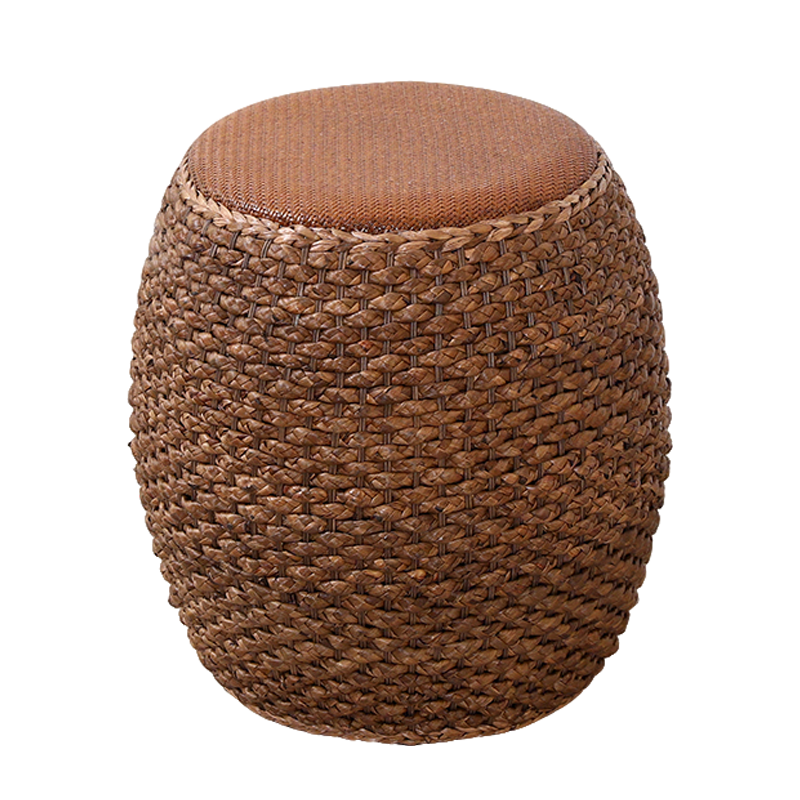 先围 藤编矮凳 深色40*42cm 个高清大图