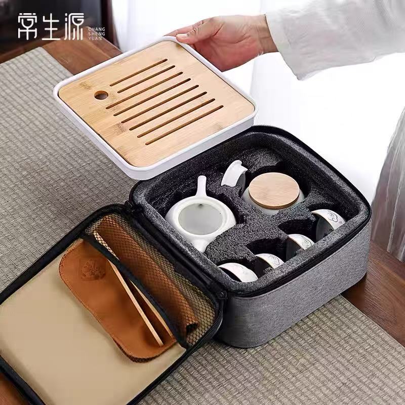 常生源茶具套装茶盘茶壶陶瓷祥云如意LXH-8180高清大图