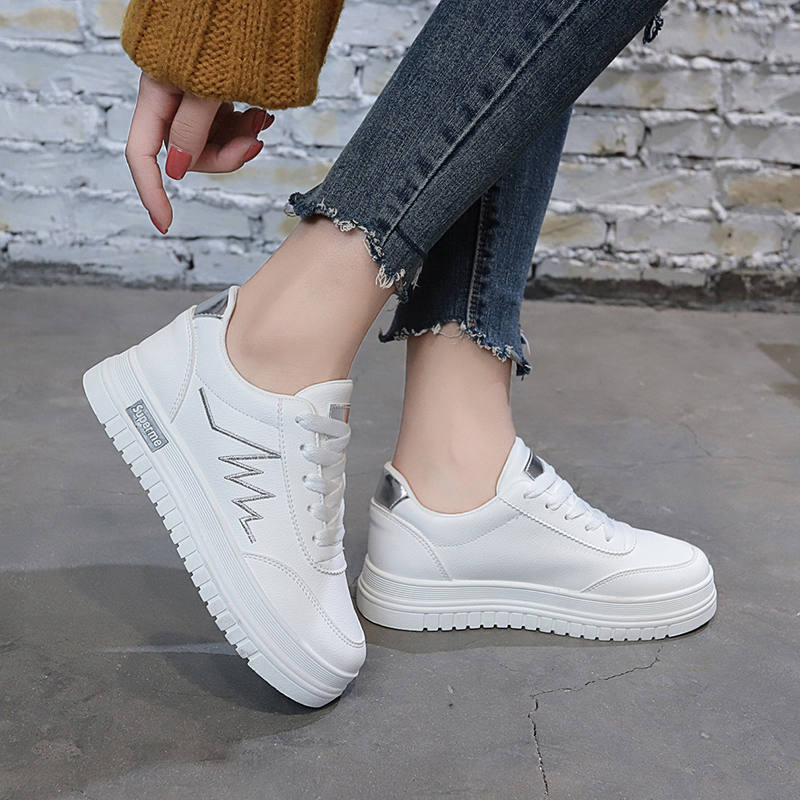 韩版百搭小白鞋女秋季新款学生休闲板鞋女ins透气厚底女鞋子