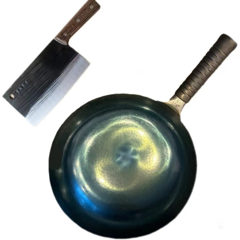 金卫德章丘铁锅-铁把镜面锅( 含菜刀)