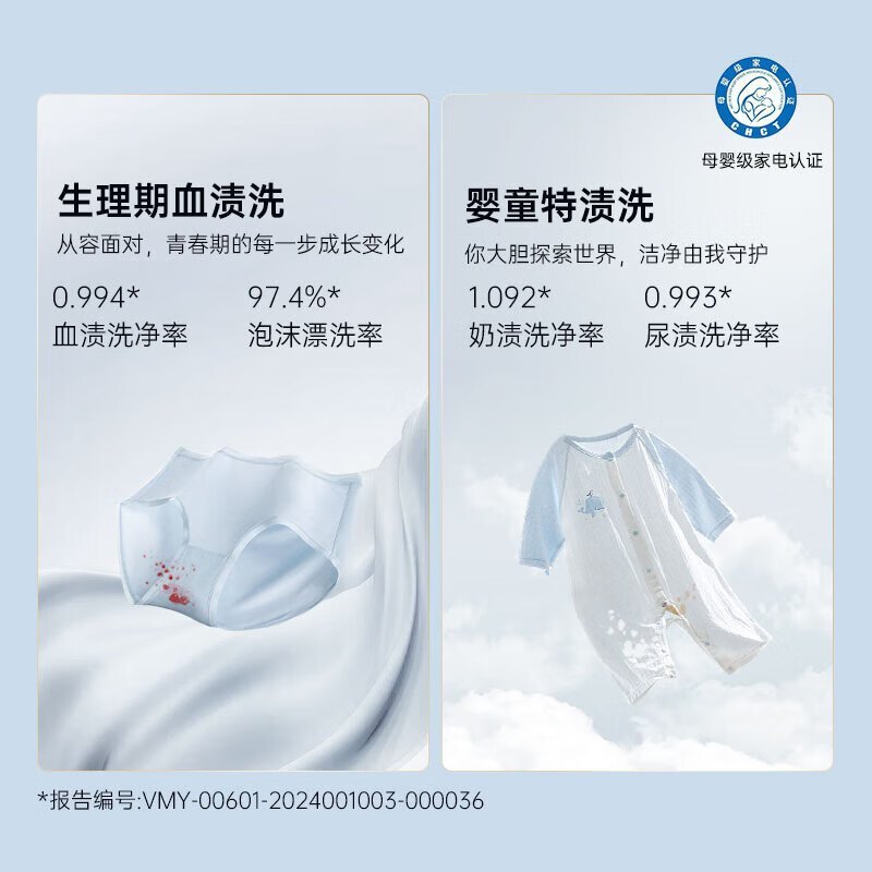 松下(Panasonic)XQG10-AD150小欢洗内衣裤洗衣机 洗烘一体迷你滚筒 直驱变频智能投放 除HPV贴身衣物高清大图