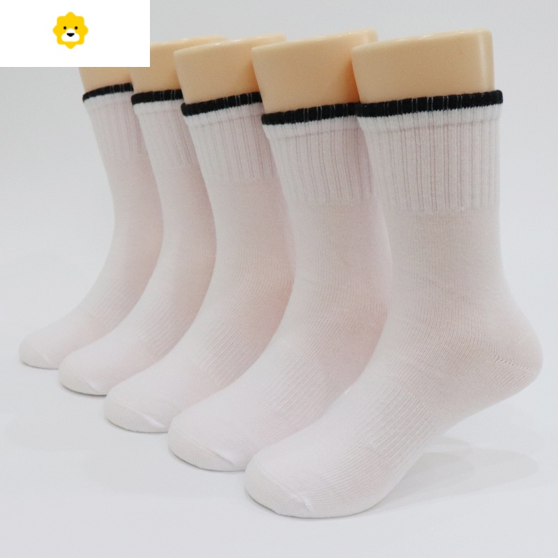 喻娄儿童袜子学生白色女童袜春秋薄款中筒袜男童白袜中大童秋冬白