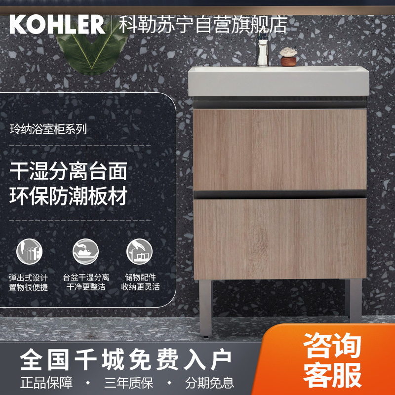 科勒浴室柜组合现代简约漱台洗手池洗脸盆浴室套装镜柜储物23784T高清大图