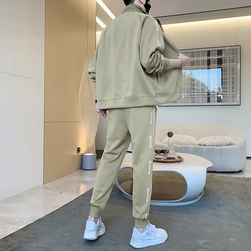 啄木鸟高端运动套装男士新款春秋开衫卫衣外套休闲裤搭配一套男装高清大图