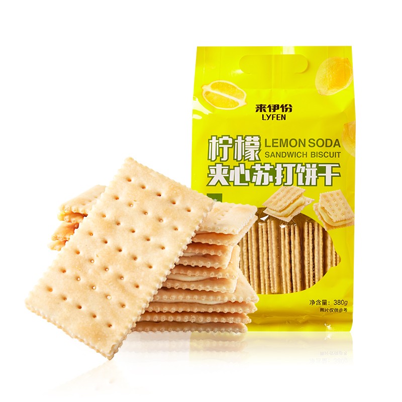 来伊份 柠檬苏打饼干夹心380g早餐代餐糕点休闲零食办公室柠檬味380g高清大图