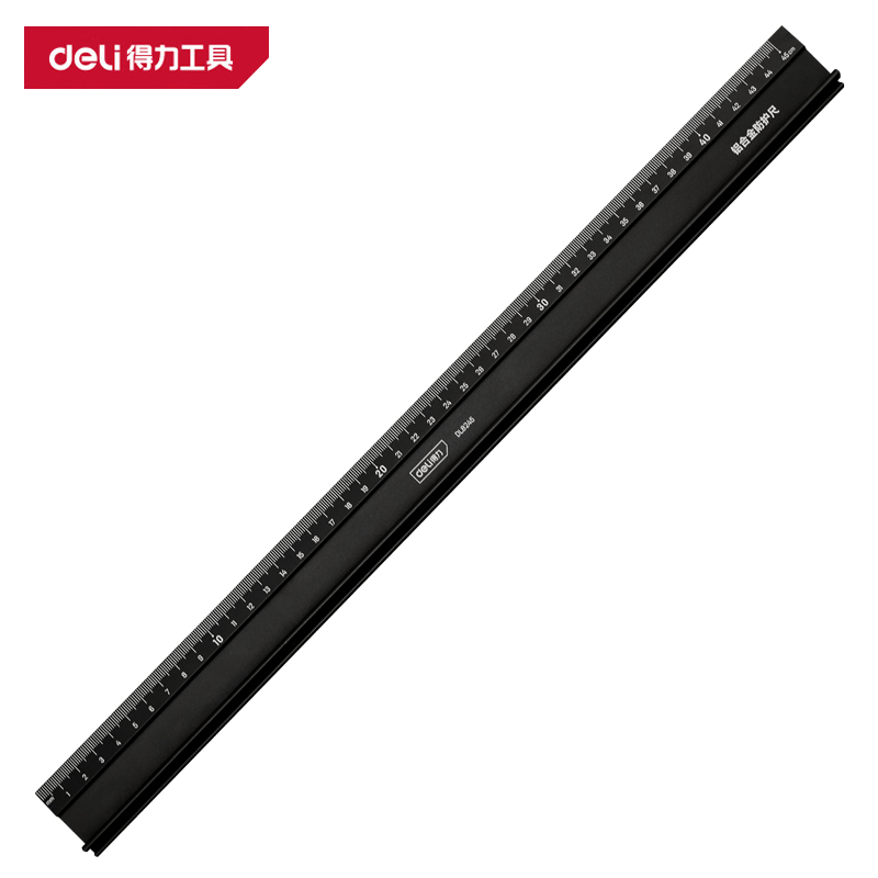 得力(deli)DL8245 防护尺 450mm 铝合金 黑色 1把