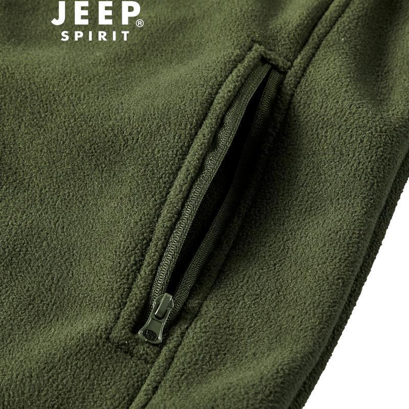 JEEP SPIRIT吉普春秋男士抓绒立领卫衣简约轻便百搭摇粒绒开衫外套运动上衣