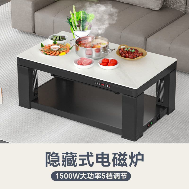 雪中情取暖桌电暖桌电暖炉烤火炉家用多功能升降茶几烤火桌电烤炉茶几一体电烤桌长方形家用客厅电炉Q25雪山银狐1.38米图片