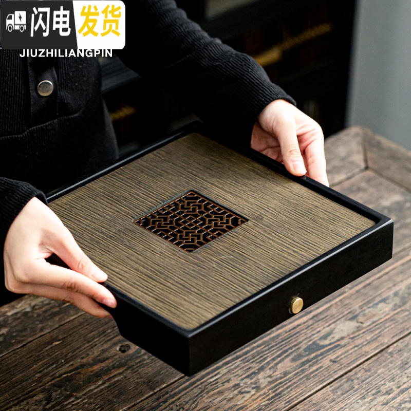 三维工匠整块石茶盘日式圆形小茶台简约家用干泡盘储水茶托盘禅意方形茶海 枯木圆盘[30*30*4cm]茶具高清大图