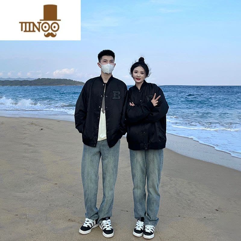 YANXU复古蓝牛仔裤男宽松潮牌网红情侣oversize裤子高街美式直筒工装裤图片