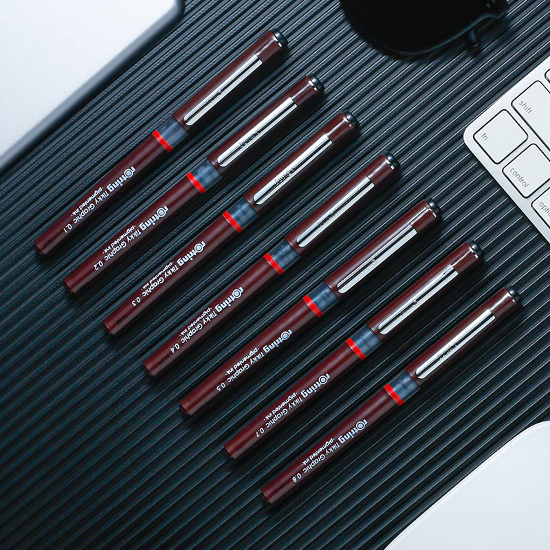 红环(rOtring)针管笔 绘图笔直液式 0.7mm黑墨水手绘勾线描边漫画笔Tikky系列