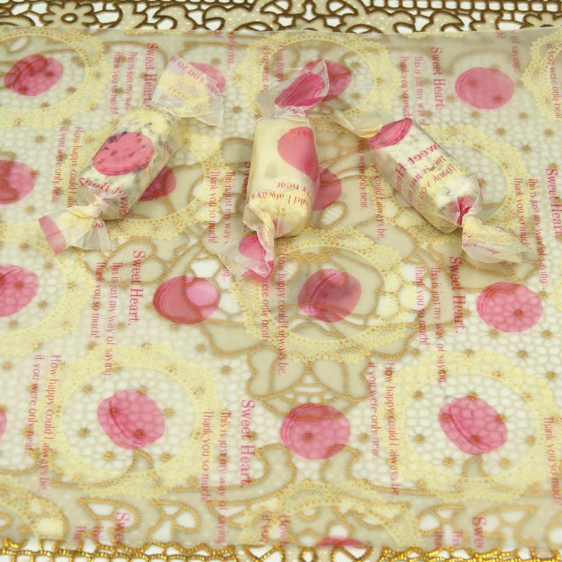 牛轧糖包装袋 油纸糖果纸雪花酥 混搭 牛扎糖纸500枚烘焙包装家用|杏色薄款橙色蕾丝图片