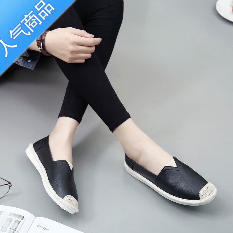 SUNTEK2022春夏季一脚蹬懒人鞋女新款百搭老北京布鞋小白女鞋平底渔夫鞋图片