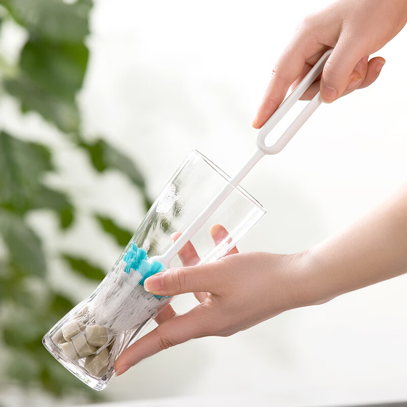 茶花 长柄杯刷 奶瓶刷尼龙海绵双效洗刷杯子神器洗水杯清洁刷子*219004高清大图