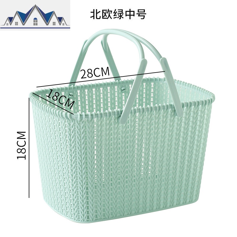 仿藤沐浴蓝收纳篮塑料篮子收纳筐杂物零食置物篮洗浴洗澡篮家用篮 三维工匠高清大图