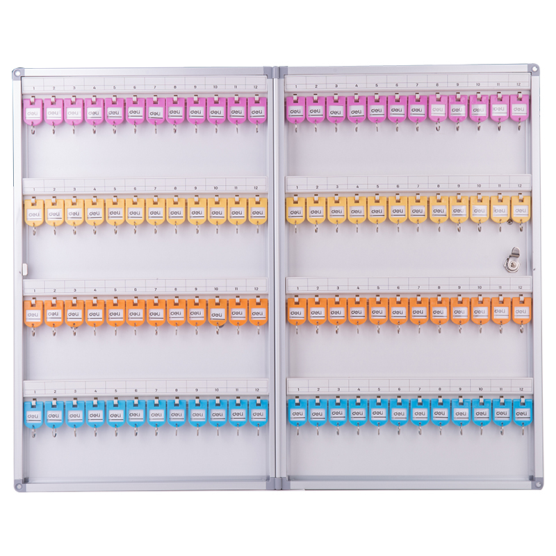 得力(deli)50802 96位铝合金钥匙管理箱 钥匙整理收纳柜 银色(全国)