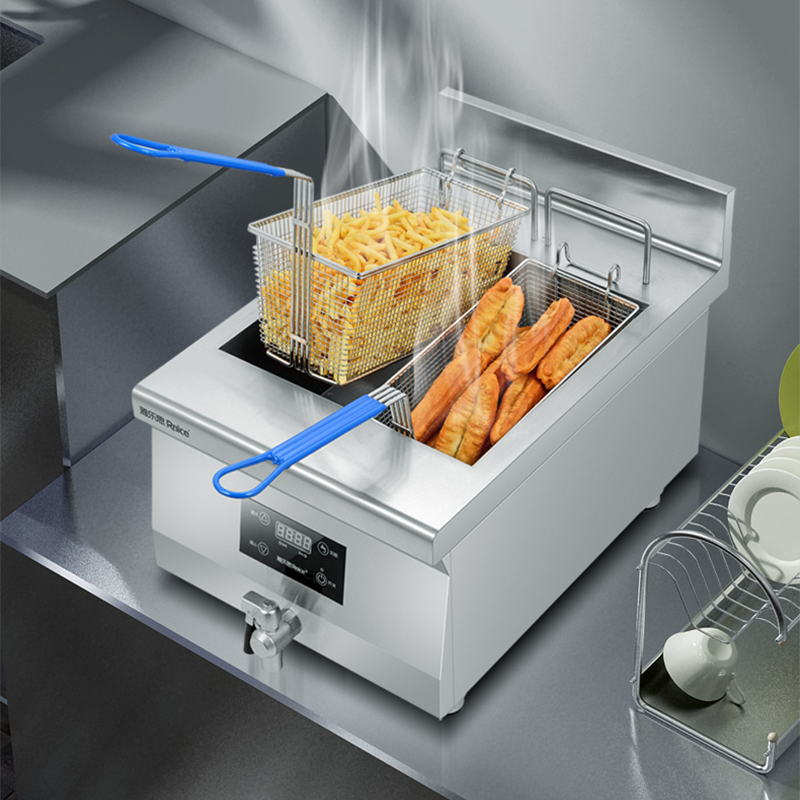 雅乐思rnice商用电磁炉商用5000w电磁炸炉酒店后厨设备电磁组合炸炉