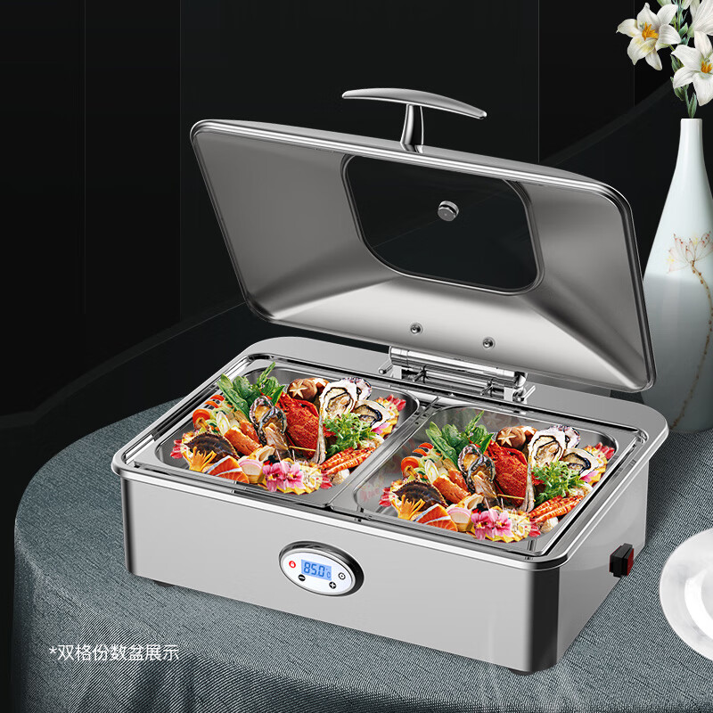 新力士长方形智能温控电加热900W自助餐炉W37521-7高清大图