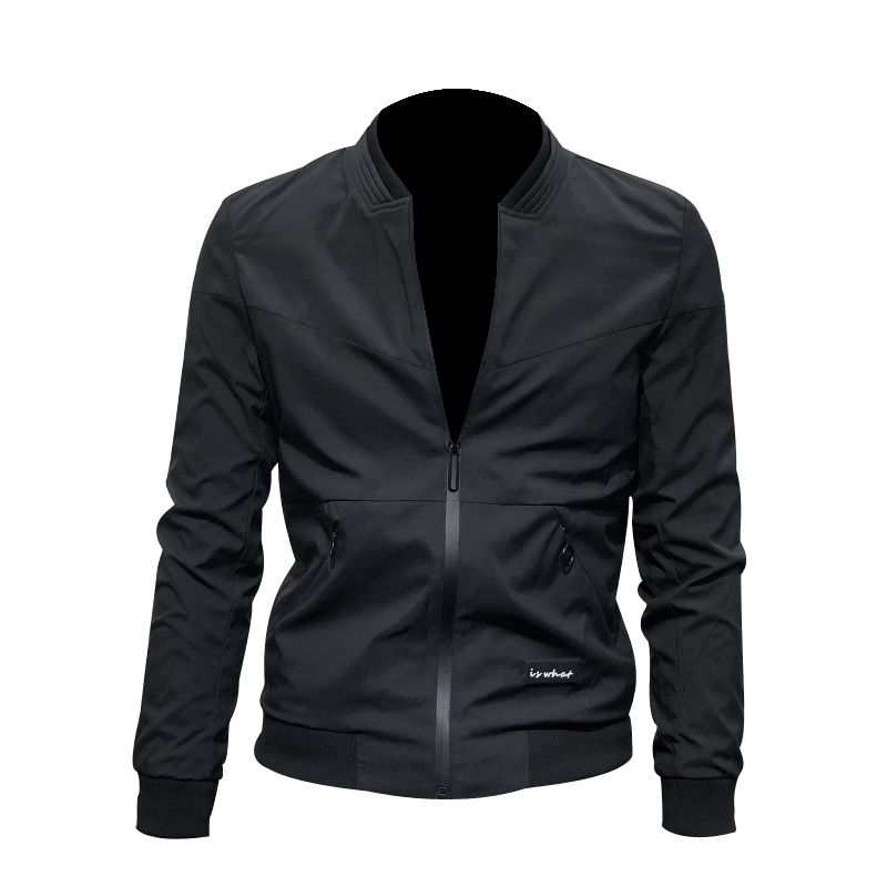 yuansu春秋男士夹克衫韩版修身短款棒球上衣服男装发型师夹克外套潮男