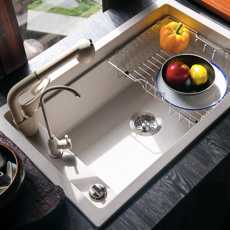 科恩纳 石英石水槽单槽大花岗岩厨房洗菜盆洗碗池台下盆加厚套餐