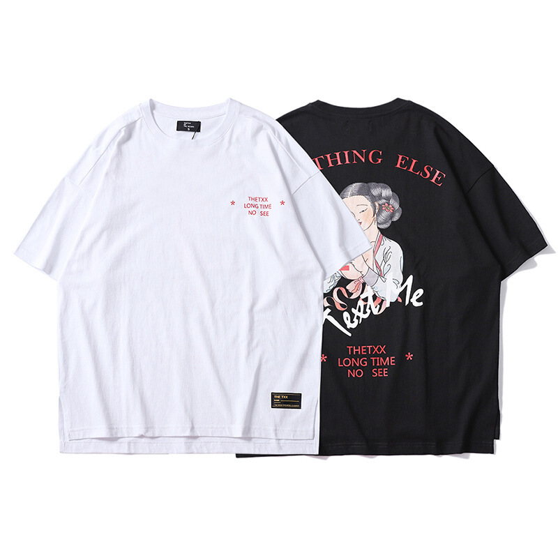 欧美嘻哈潮牌oversize宽松短袖T恤男女情侣装情侣宽松圆领夏短tee
