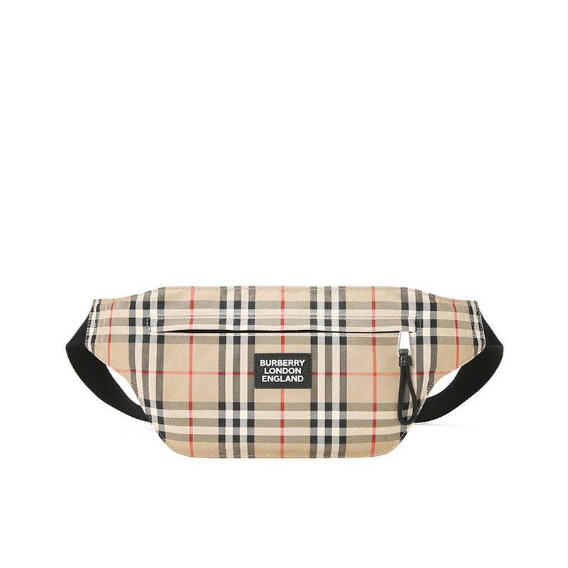 预订 BURBERRY 博柏利 Brummell 经典格纹 徽标嵌花 腰包 斜挎包8027159