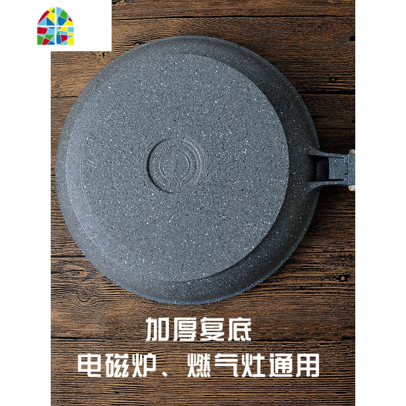 煎饺子平底锅 20cm小型煎锅 手抓饼迷你红色生煎锅轻便 FENGHOU 20cm灰色有盖