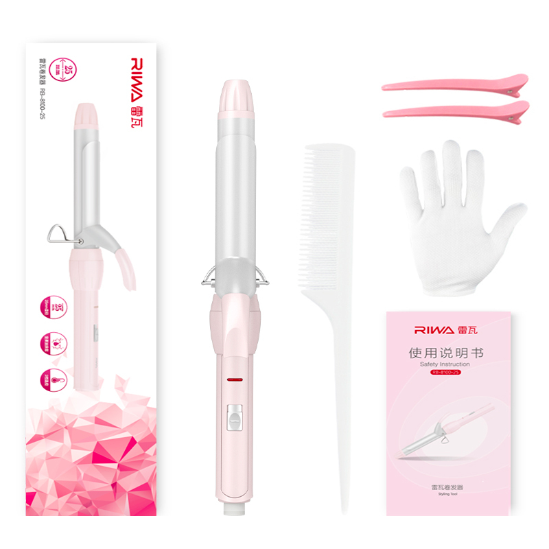 雷瓦(RIWA)25mm卷发棒RB8100-25迷你小型自动卷发 便携式学生蛋卷水波纹羊毛卷梨花卷烫发神器