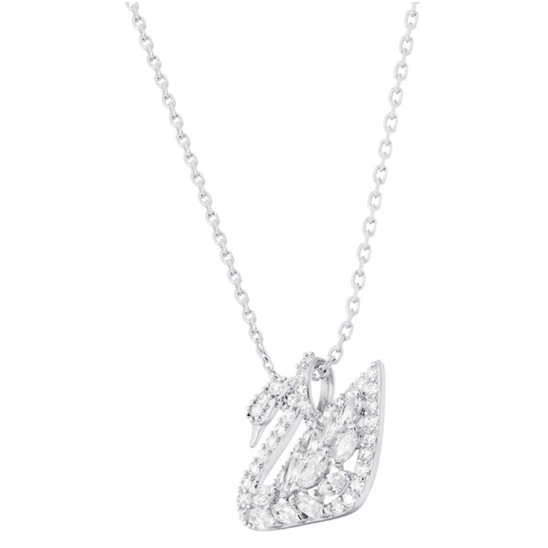 [直营]施华洛世奇(SWAROVSKI) 进口女士项链天鹅白金色 人造水晶 送恋人