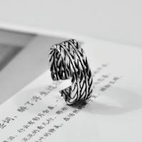 s925银泰银复古三层麻花开口可戒指女款男女情侣款YWJY3250送女朋友七夕情人节礼物