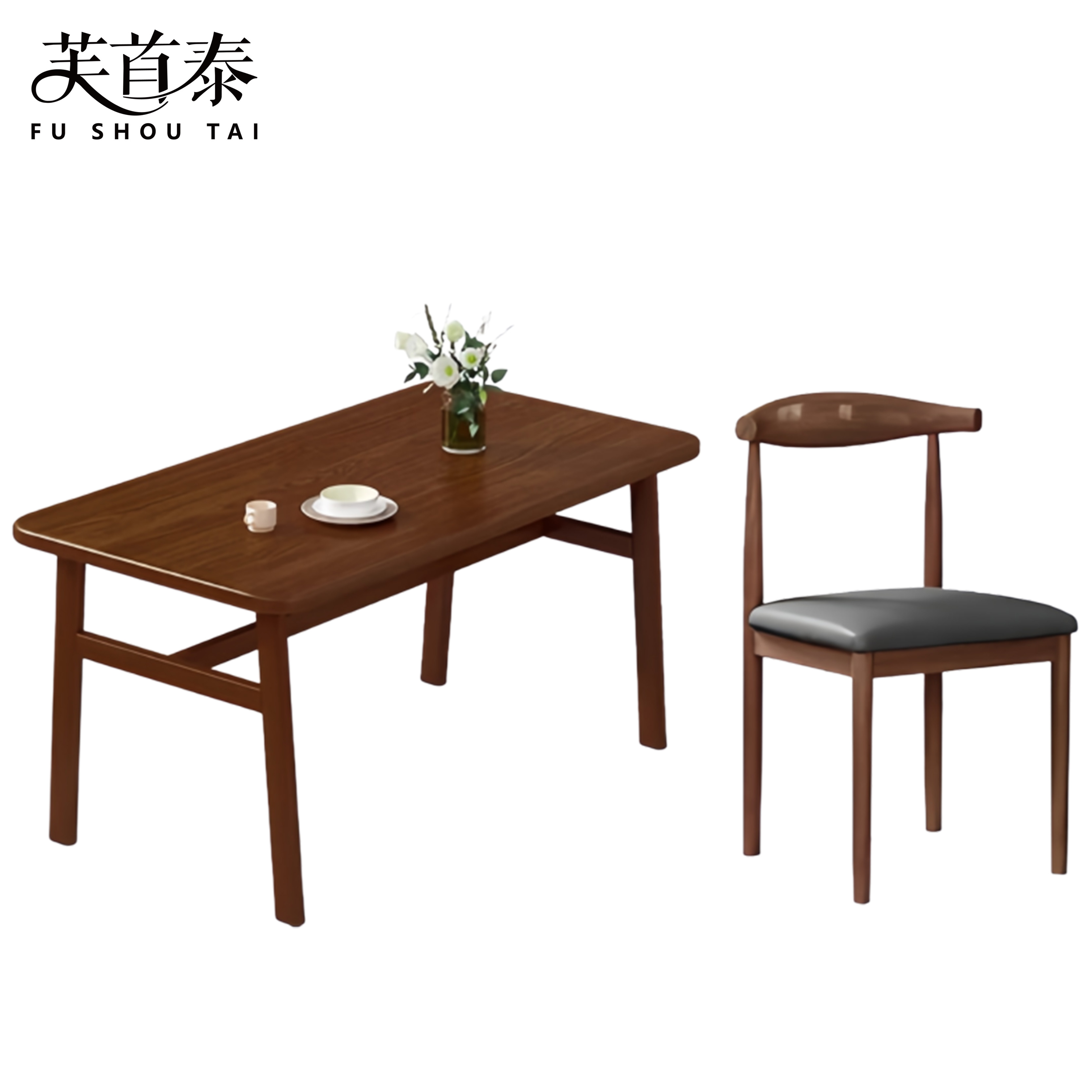 芙首泰餐桌椅木质1000*600*750mm(1桌2椅)套高清大图
