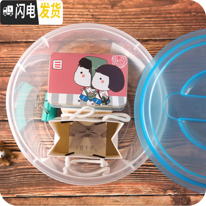 三维工匠圆形带盖密封米桶家用塑料防潮10斤装大米缸大面粉防虫储米箱5kg收纳桶高清大图