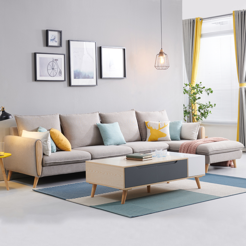 闪电客小清新风格布艺沙发北欧简约现代网红款沙发小户型客厅组合ins