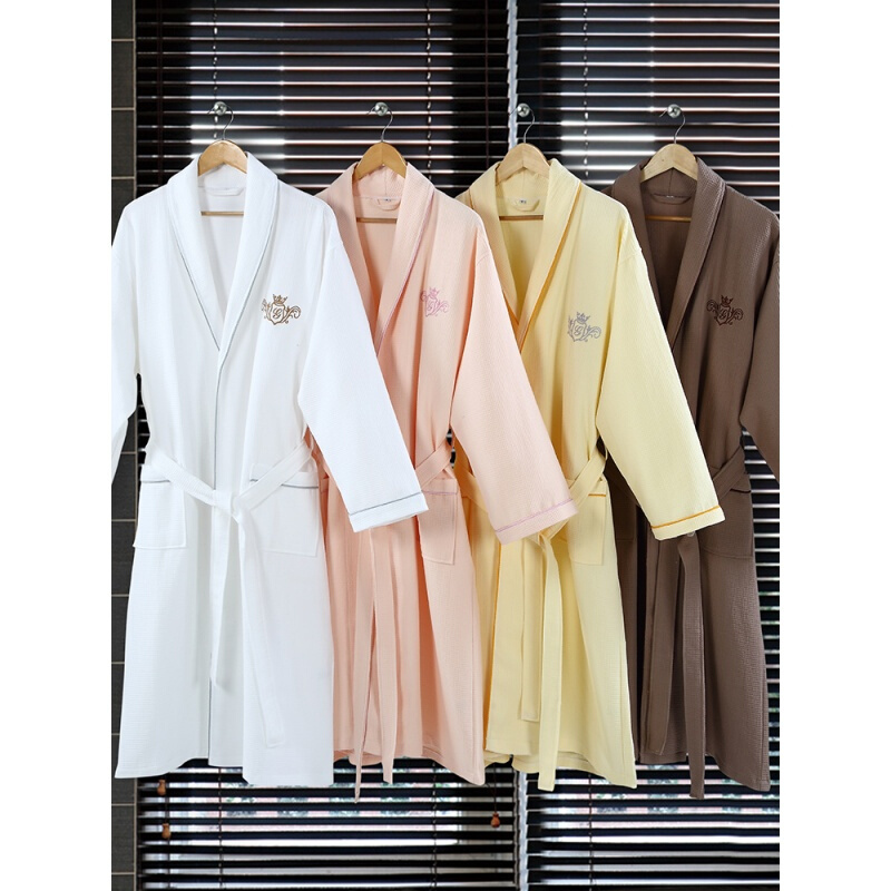 五星级酒店棉浴袍华夫格棉睡衣浴衣情侣夏季男女薄款睡袍定制