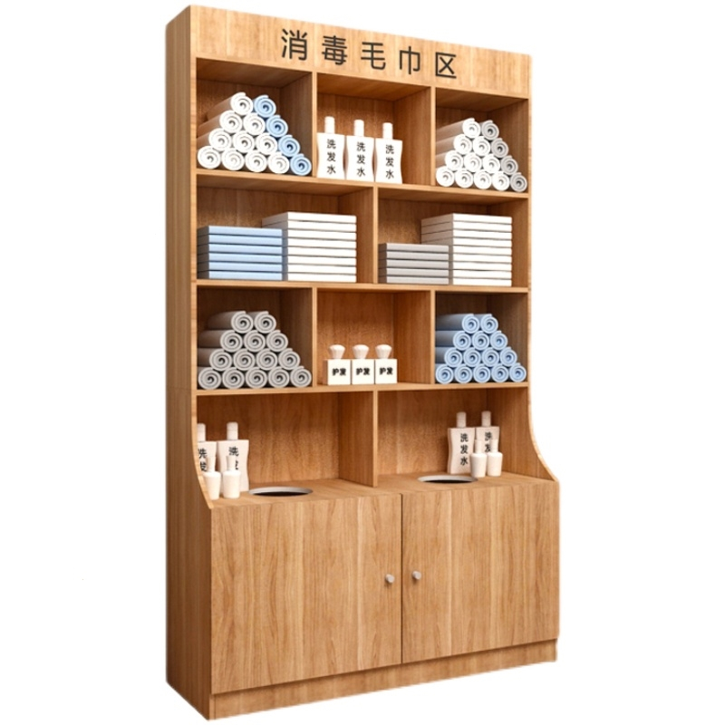 法耐美发店毛巾柜木质台面开孔毛巾桶柜子美容院理发店发廊毛巾摆放柜