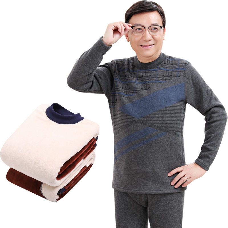 中老年人保暖内衣男加厚加绒爸爸内衣男套装保暖衣秋衣秋裤