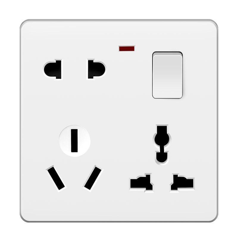 白色多孔能tep国际电工一开八孔空调开关插座面板多孔16a三孔暗装家用
